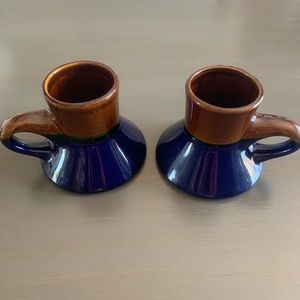 Vintage set nonslip pottery mugs
